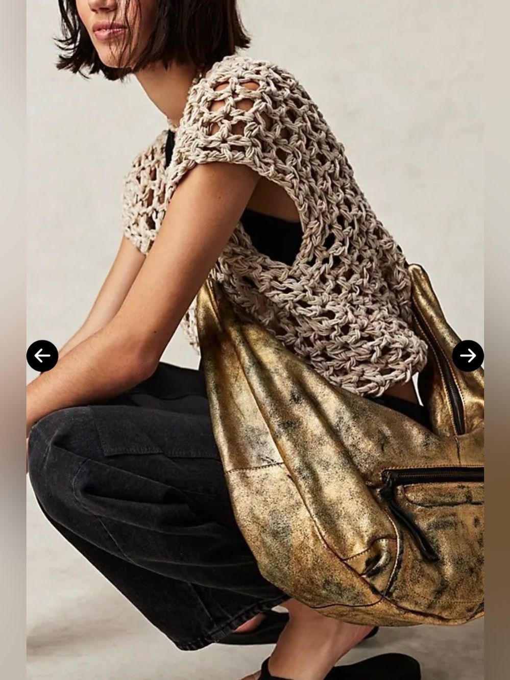 Free People We The Free Gold Metallic Leather Sling Bag BNWT SOLD OUT
